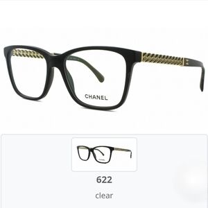 CHANEL Eyeglasses 3302 Black Frame Gold Chain Temples Made In Italy 54-17-135